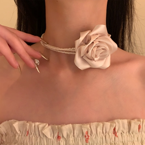 HEY TAO 心动至上 轻奢温柔气质玫瑰珍珠choker颈链高级感项链女