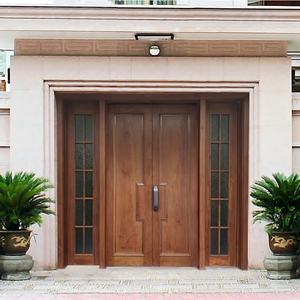 高档庭院大门对开门柚木四开门实木进户门菠萝格农村自建房防盗防