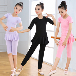 儿童瑜伽服女童舞蹈练功服套装中大童纯棉夏季中国舞服短袖新款