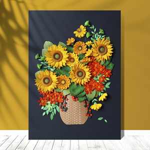 手韵衍纸专业手工材料包衍纸画成品定制进口专用卡纸向日葵相框