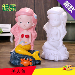 石膏模具胶套乳胶模型公园摆摊石膏像彩绘美人鱼新款高度23cm