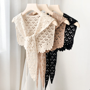 森女系蕾丝镂空小披肩女韩版百搭ins潮春夏季搭配衬衫t恤外搭坎肩