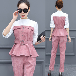 港风灯芯绒时髦两件套时尚衣服最新春女装2018潮款套装个性洋气