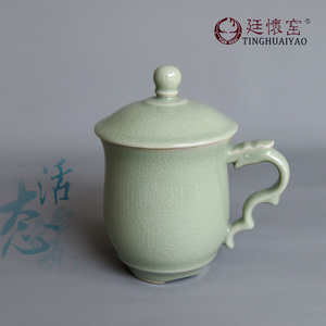 廷怀窑活态瓷龙头杯 汝州汝瓷原产地李廷怀汝窑茶杯 办公杯老板杯