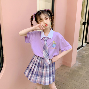 jk制服裙女童套装夏装2022新款夏季中大儿童短袖学院风学生百褶裙