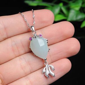 s925纯银镶嵌翡翠a货正品冰种小金鱼女款寓意有年年有余如鱼得水