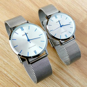 正品卡西欧手表男女情侣表一对超薄黑色时尚大气非机