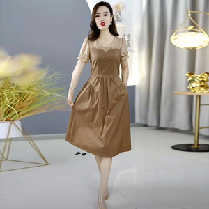 【高货定制】L205图片色新款优雅气质时尚减龄休闲收腰显瘦连衣裙