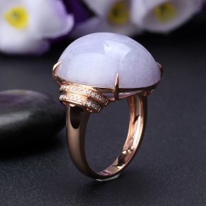 冠誉珠宝  紫罗兰戒面镶嵌加工定制18k金戒指款式 玉石加工设计款