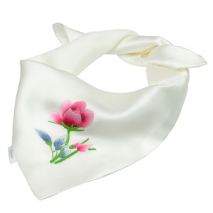 金缕阁 手工刺绣苏绣真丝女士时尚方巾 围巾 春夏 中国风玫瑰款