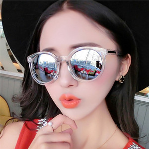 韩版圆框炫彩反光太阳镜批发 2018新款箭头透明彩膜墨镜太阳眼镜