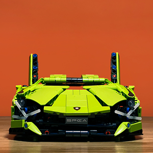 乐高兰博基尼积木moc跑车绿牛粉色百年牛男孩高难度益智拼装玩具