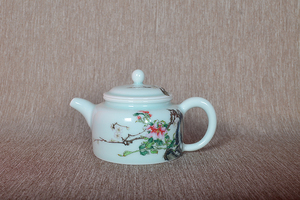 珏窑 珐琅彩 茶梅小茶壶  景德镇陶瓷手绘   凡真瓷巷100ml