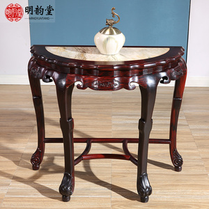 红木半圆桌子靠墙桌中式实木玄关台明清古典酸枝木客厅仿古墙边桌