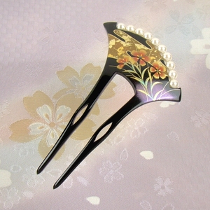 日本代购 发饰 扇型簪 霞抚子日式和风时绘发簪 和装小物 送女友