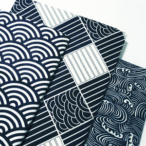 青海波海浪三重奏！3款 日本和风 斜纹纯棉布料手工拼布  口金包