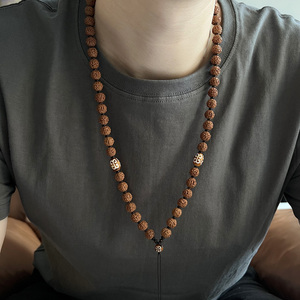 原创天然原籽5瓣小金刚菩提子吊坠挂绳 男士玉佩文玩长链脖子挂链