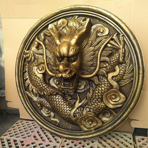 砂岩雕塑浮雕仿铜龙头背景墙 户外园林砂岩龙头喷水喷泉水景摆件