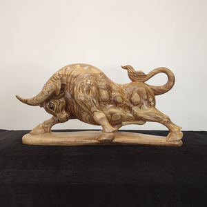 木雕牛摆件十二生肖实木牛气冲天大号牛雕刻家居办公室红木工艺品