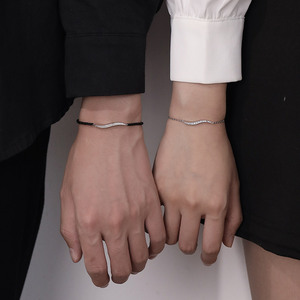 999纯银如一情侣款手链一对女小众设计感高级男简约刻字纪念礼物