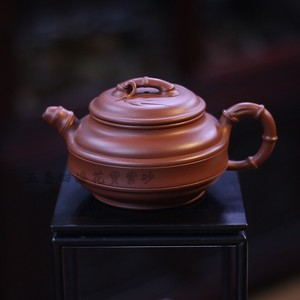 宜兴紫砂壶名家周国芳精品景舟双线竹鼓壶 竹鼓壶