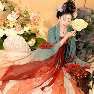 诃子裙汉服女夏款唐风原创全套唐制古装服装薄款仙气重工刺绣套装