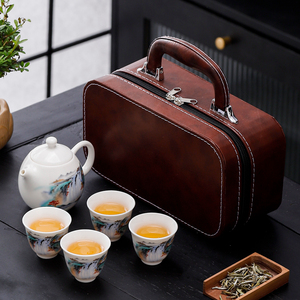 旅行茶具便携套装一壶二四杯龙蛋壶白瓷功夫茶具礼品定制户外旅游