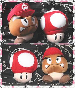 [模玩两可]超级马里奥 红蘑菇 坏蘑菇 挂扣 赠卡贴 10cm 毛绒公仔