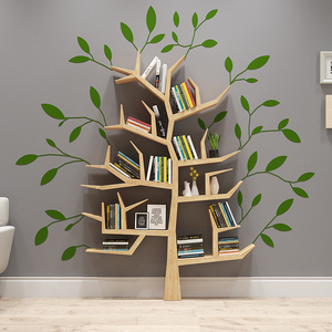 创意实木艺术树形书架定制树干造型置物壁挂隔板书柜收纳简约装饰