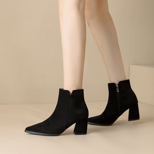 冬天高跟鞋女粗跟中跟