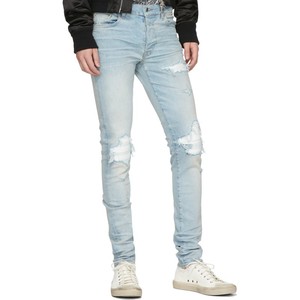 正品代购amiri 潮牌时尚高富帅修身休闲弹力破洞slp高街男牛仔裤