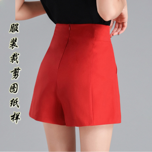 尚型美裁高腰阔腿a字短裤纸样2022夏季新款女装裤服装裁剪图样板
