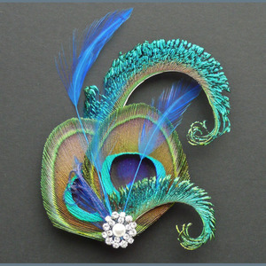 孔雀绿羽毛头饰