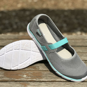 迪卡侬休闲鞋春夏女平底舒适透气吸汗轻便一脚蹬健步鞋不系带