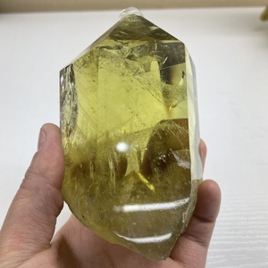 天然黄水晶六棱柱原石标本水晶柱把玩手把件矿物矿石家居摆件