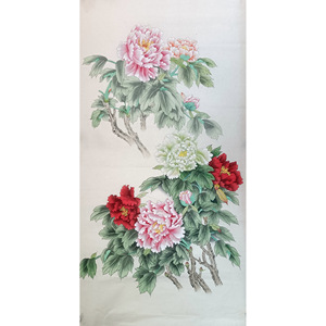 国画成品工笔画牡丹四尺竖幅花鸟水墨画未装裱挂画纯手绘真迹未裱