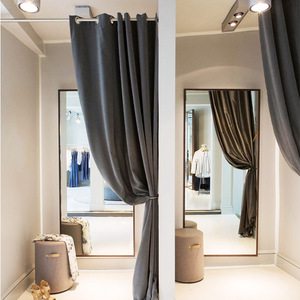 荷兰绒高档绒布试衣间布帘男装店女服装店门帘黑灰定制帘子