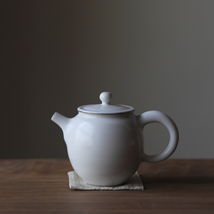 定窑茶具白银釉小茶壶陶瓷一人用侧把纯手工泡茶单个台湾林永胜
