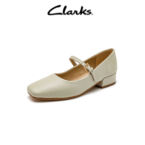 Clarks其乐玛丽珍女鞋2024春季新款真皮学院风方跟小皮鞋软底单鞋