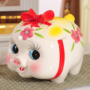 大号陶瓷小猪存钱罐成人韩国创意可爱个性儿童女孩储蓄罐十二生肖