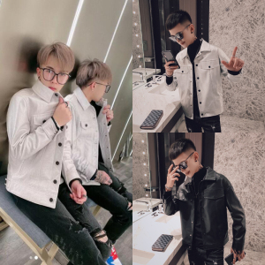 快手红人张诗尧爱仔仔同款皮衣男网红衣服社会精神小伙皮夹克外套