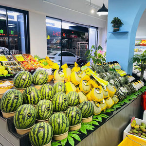 水果货架展示架靠墙中岛钢木梯形台阶多层平堆头超市端头天元同款