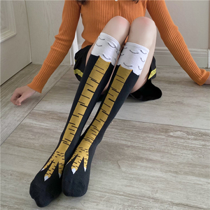 ay 网红卡通搞笑鸡爪袜中筒健身中二鸡脚袜子男女凤爪瘦腿过膝袜