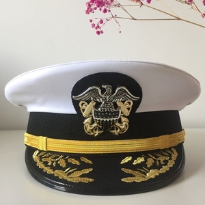 美国海军大盖帽 美海军陆战队白色帽子海军礼服帽子 空军大盖帽男