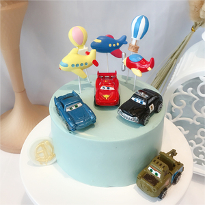 飞机汽车总动员蛋糕摆件玩具车生日布置蛋糕装饰小汽车麦昆甜品台