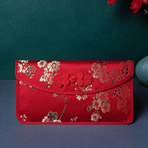 中国风万元梅花刺绣布艺古典红包袋磁性暗扣织锦缎1万2万装大容量