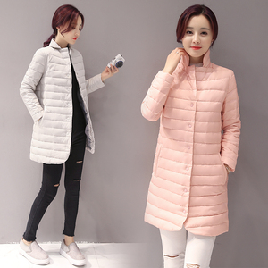 2021新款韩版立领轻薄棉服棉袄修身女装羽绒棉衣女中长款冬季外套
