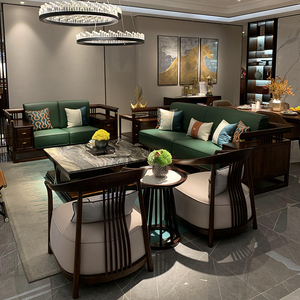 新中式沙发组合现代简约禅意客厅轻奢别墅样板房沙发高端实木家具