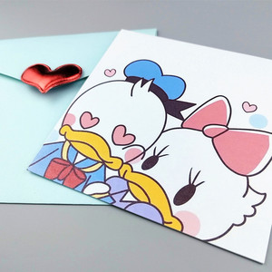 唐老鸭情侣爱心手工生日贺卡小卡片卡通创意可爱情人节定制礼物