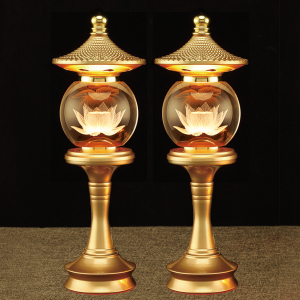 led七彩水晶莲花灯佛供灯观音供奉长明灯佛前佛台插电家用一对